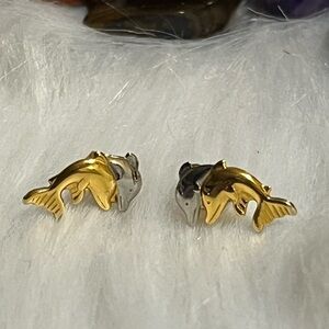 Vintage Simply Whispers Double Dolphin Earrings
